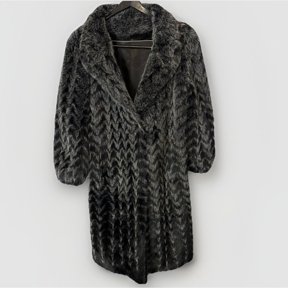 Elegant Black Faux Fur Coat